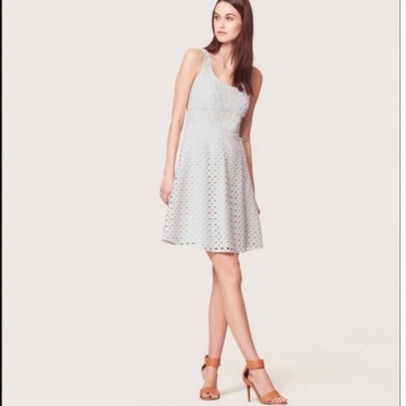 LOFT Dresses & Skirts - 🥀NWOT🥀LOFT Adorable Dusty Blue & Cream Dress